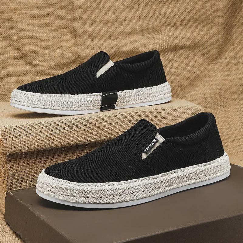 Tênis Casuais Slip-On de Lona Brancos Masculinos para Primavera, Respiráveis Estilo Old Beijing