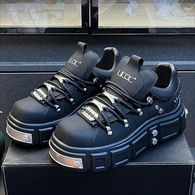 Tênis Plataforma Masculino da Moda Tênis Muffin Punk Masculino Estilo Europeu Designer Sapatos de Couro Modelo Fresco Tendência para Exterior