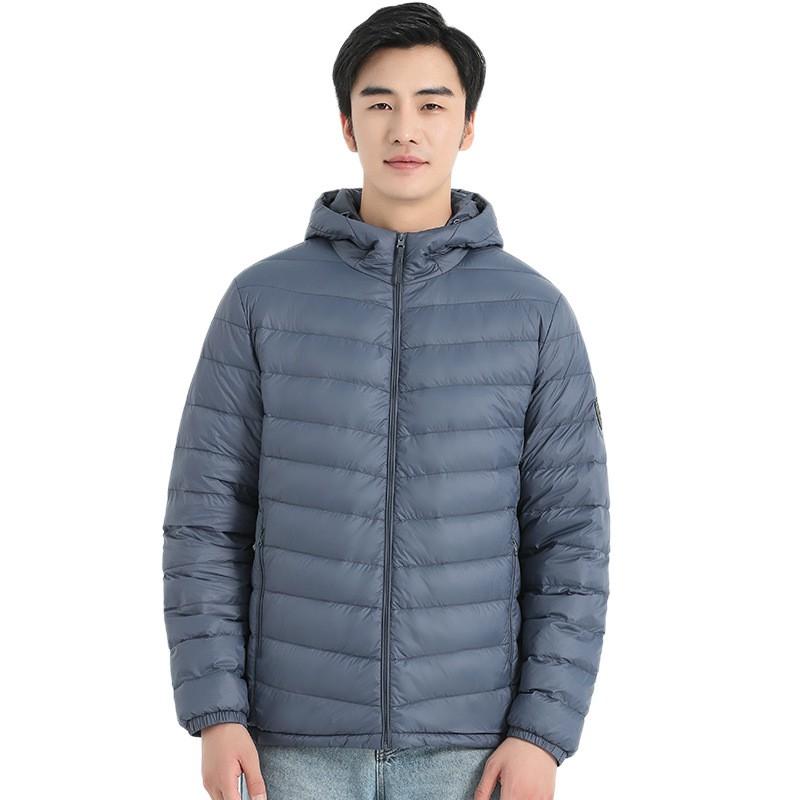 Mens Lightweight Hooded Down Jacket 85% White Duck Short Puffer Winter Casual Wear