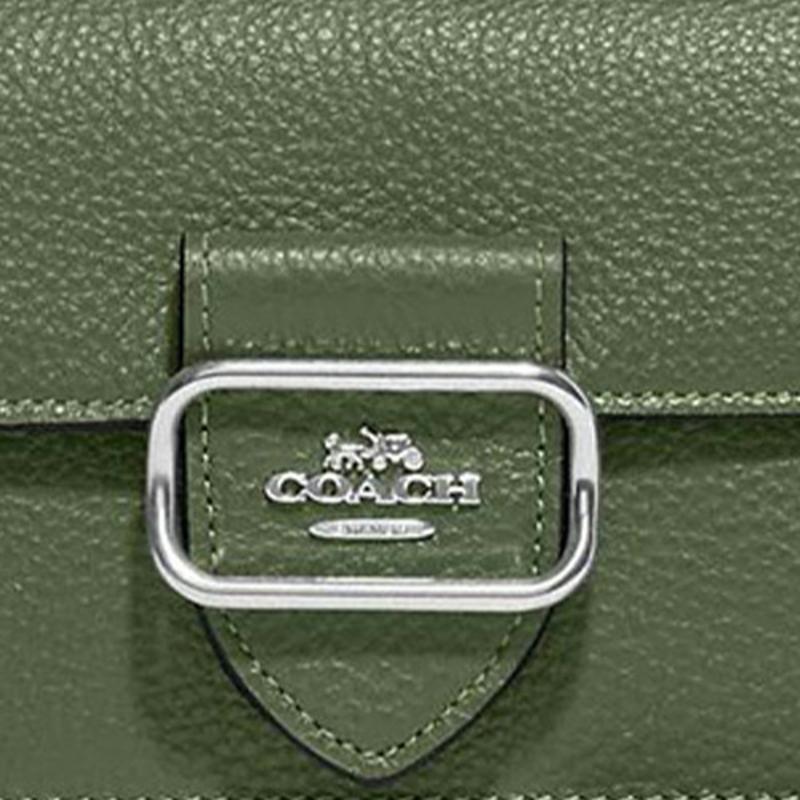 Coach Morgan 20 Snap Closure Pebble Leather Shoulder Crossbody Bag Small Women Bags Olive-Green CF488-SVDSG