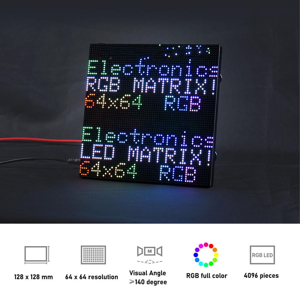 RGB Full Color LED Matrix Panel 64x64 4096 Dots 2mm Pitch Adjustable Brightness LED Dot Matrix Displ