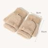 Cute Autumn Winter Half Finger Gloves Plush Warm Touchscreen Gloves Thickened Anti-Cold Flip Cover Gloves Student Writing Gloves