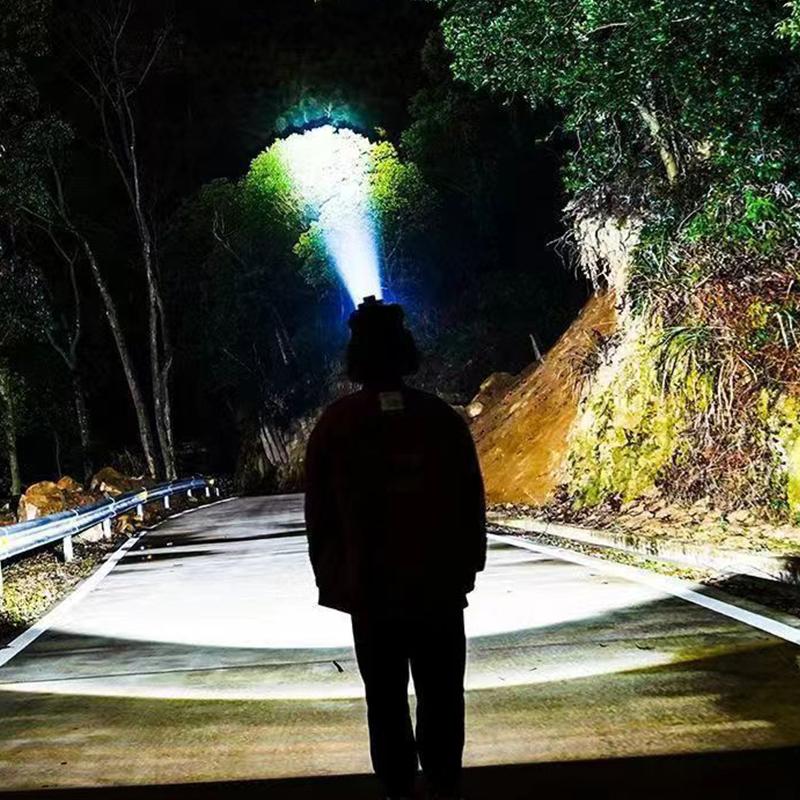 Portable Led Head-Mounted Flashlight Outdoor Waterproof Powerful Headlamp Usb Rechargeable Camping Lantern With Power Display