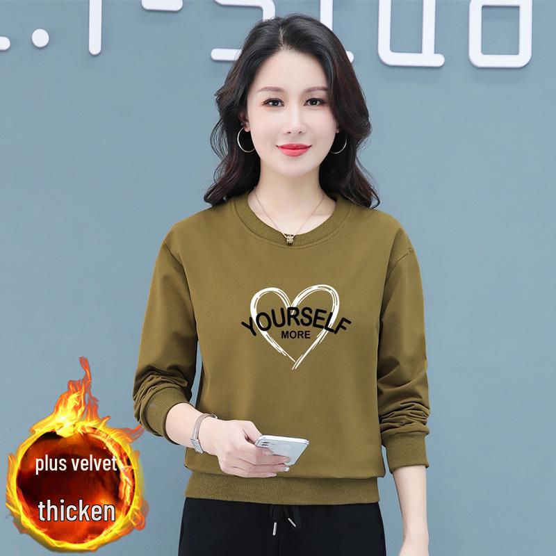 Women's Black Plus Velvet Sweatshirt: New Loose Fit for Autumn & Winter