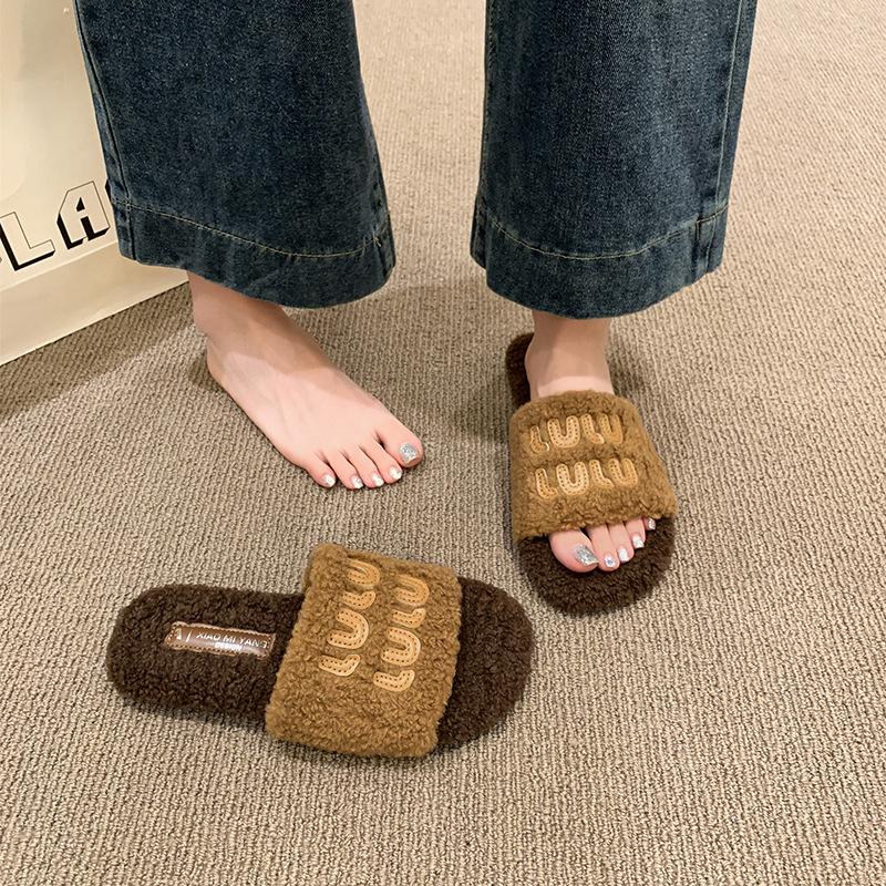 Mode Temperament vielseitig Mao Mao Drag Dicksohl Ein-Wort-Slipper Damen Herbst- und Winterbekleidung 2025 neue beliebte Mao Mao Slipper