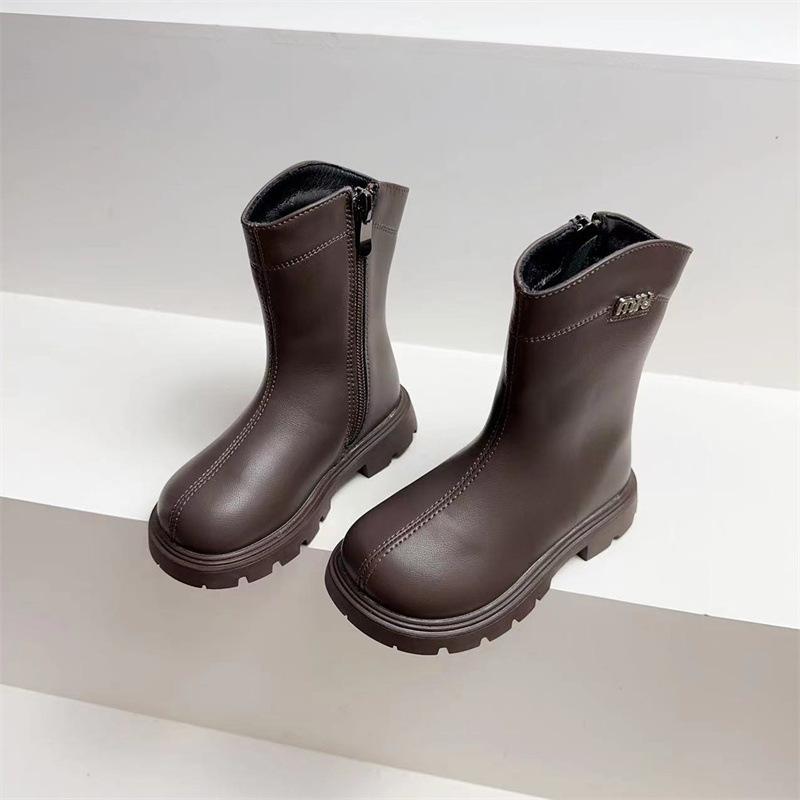 Nouvelles Bottes pour Enfants Printemps et Automne Bottines pour Filles Bottes en Cuir Souple à la Mode Bottes Trésor pour Femmes