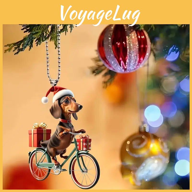 Christmas Dog Car Pendant Acrylic Cartoon Decoration For Vehicle Interior