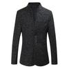 Herren Schlanke Passform Stehkragen Mehrknöpfig Lässiger Blazer Anzugjacke