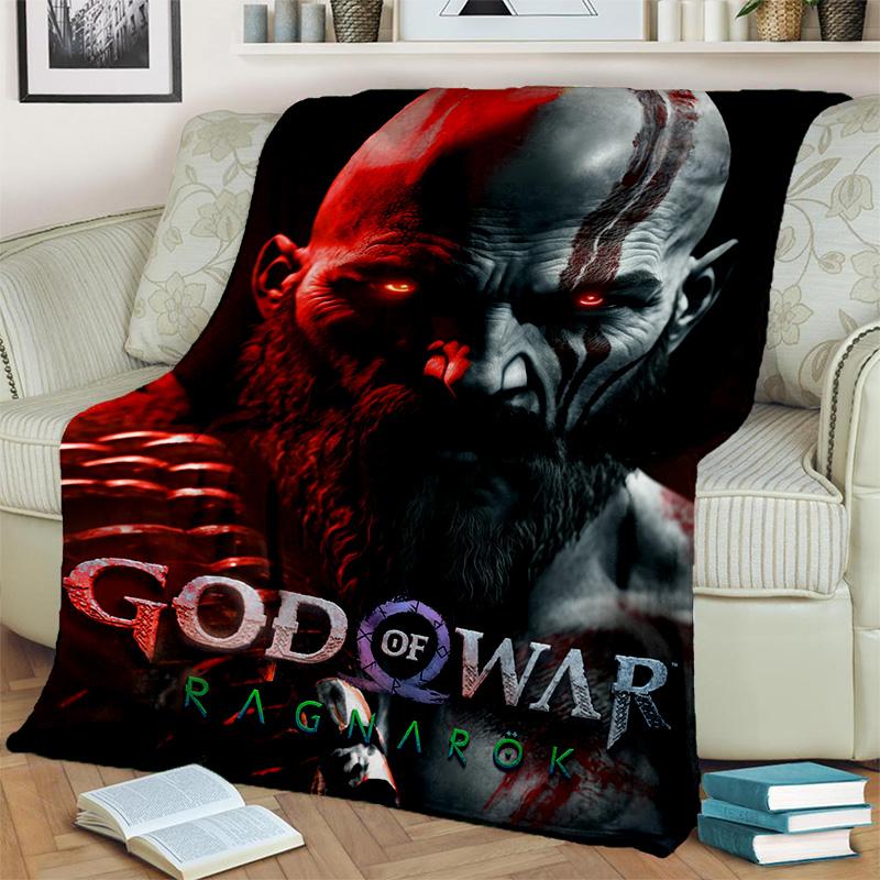 3D God of War Games Gamer Kratos HD Blanket,Soft Throw Blanket for Home Bedroom Bed Sofa Picnic Travel Office Cover Blanket Kids