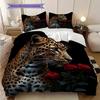 Sada povlečení s leopardím vzorem Přikrývka Povlak na přikrývku Povlak na polštář Domácí dekorace Dárek k narozeninám (1 * povlak na peřinu + 2 * povlak na polštář, bez jádra)