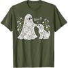 Boo-P Floral Ghost and Dog Halloween Boop Humor Design T-Shirt