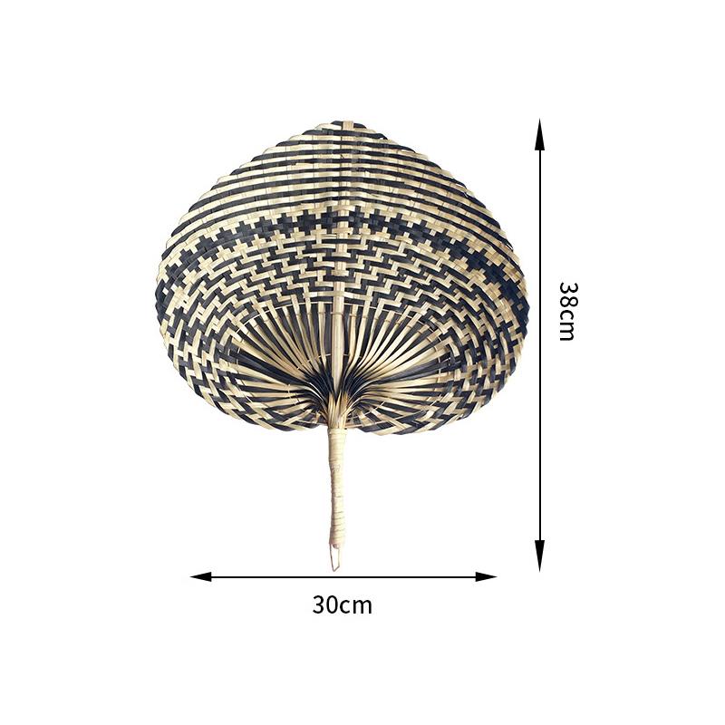 Colorful Handmade Fan Chinese Style Heart Shaped Straw Bamboo Woven Fan Summer Anti-Mosquito Cooler Handfan Home Decor Pendants