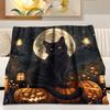 Cozy Halloween Black Cat Flannel Throw Blanket - Soft Warm and Perfect for Couch Bed Office or Travel