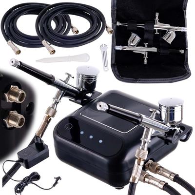Airbrush Compressor 2 Airbrushes Nozzle 0.3Mm Auto Stop Set