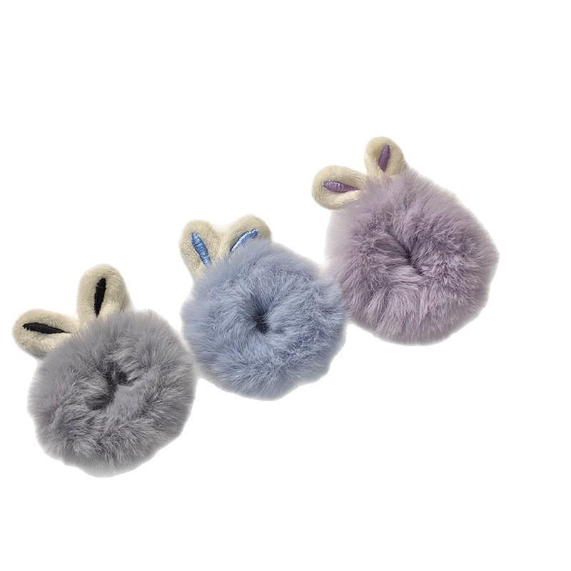 Koreańska Urocza Pluszowa Królicze Uszy Gumka do Włosów - Modny Dodatek w Stylu Mori Girl