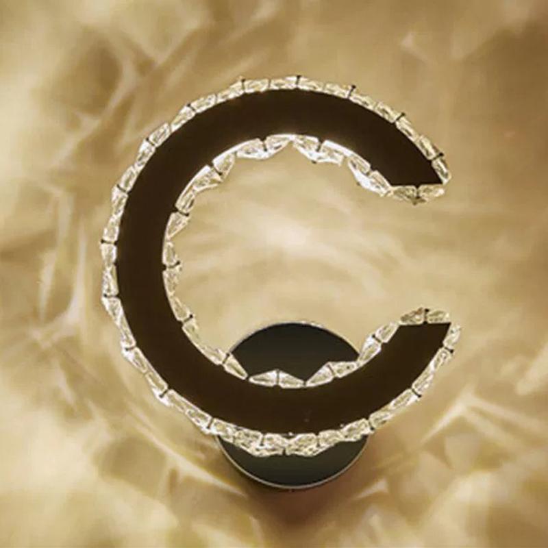 LED Simple Crystal Wall Light Living Room Background Decorative Lamp Modern Personality Stainless Steel Round Square Letters