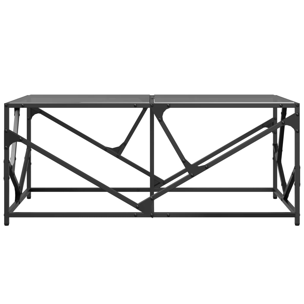 Coffee Table with Glass Top Black 98.5 X 50 X 41 Cm Steel