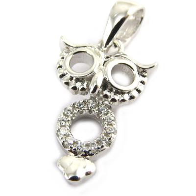 [M1716] - White 'Owl' Silver Pendant