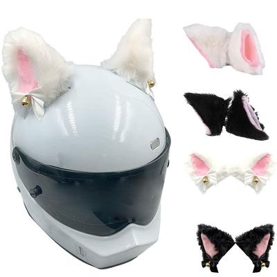Plush Ear Helmet Decoration With Bell Bowknot Multiple Ski Colors Cute Accessories Helmet Ornament Helmet Motorcycle V2t7