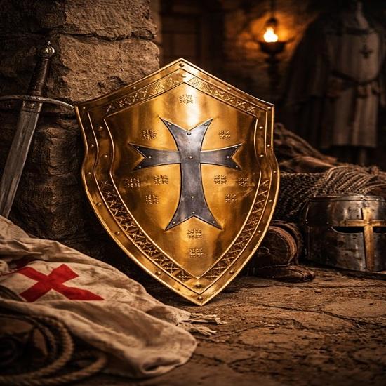 Handmade Crusader Cross Heater Shield Medieval Knight Templar Style Steel Shield Home Décor Metal Wall Art