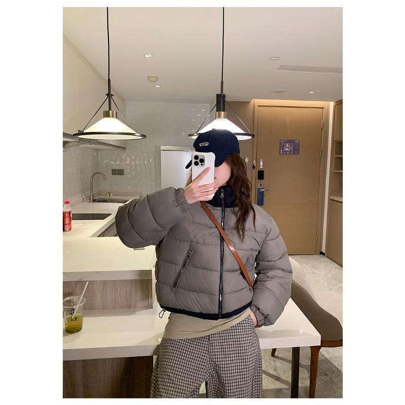 New Double-sided Winter Women's Stand-up Neck Cotton-padded Jacket Fashionable and Simple Cotton-padded Jacket