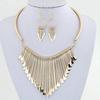 Women Fashion Jewelry Set Tassel Pendant Chain Choker Collar Necklace Earrings