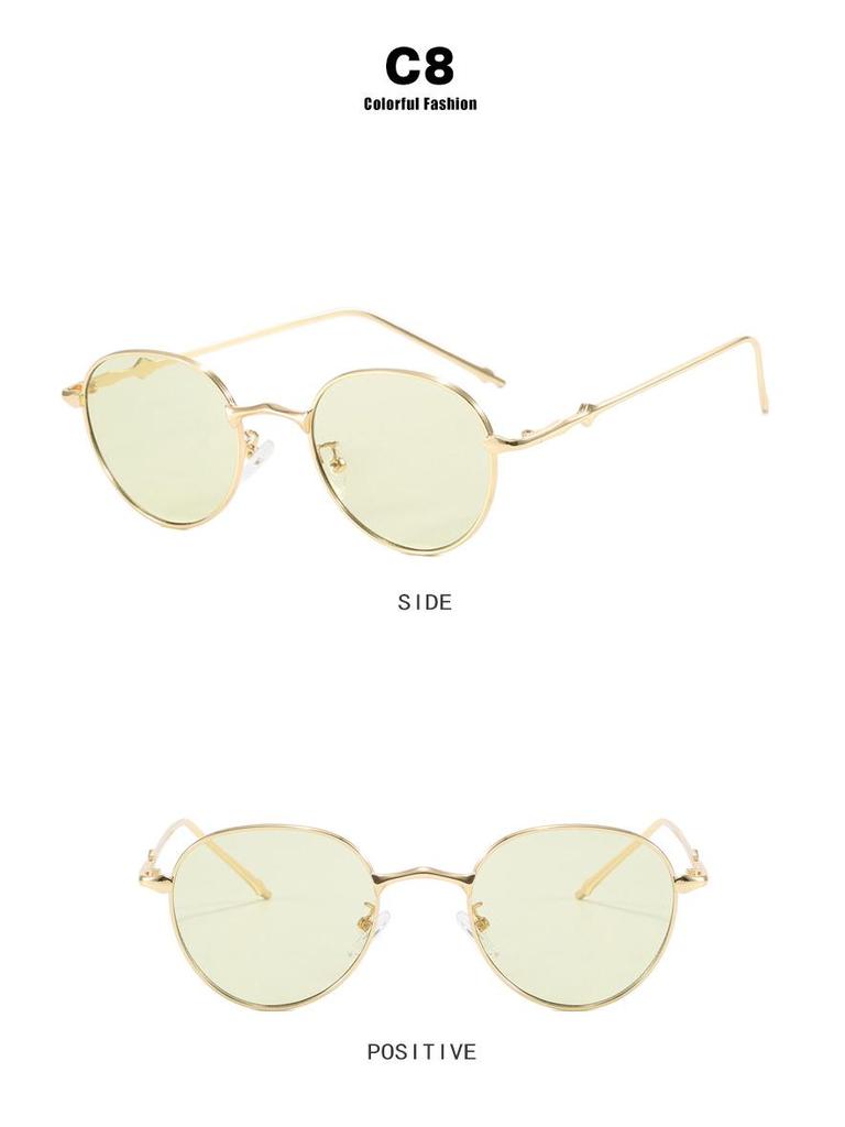 Ochelari de soare rotunzi retro din metal în stil coreean 2024 cu design stea cu patru petale