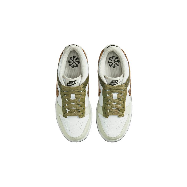 Nike Dunk Low GS Leopard Kids Sneakers White Coconut-Milk Rough-Green DX9282-100