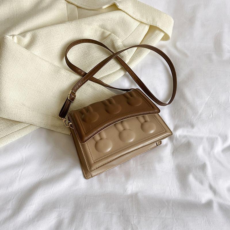 Trendy Crossbody Bag For Women 2023 Small Square Pu Leather Chic Design хаки