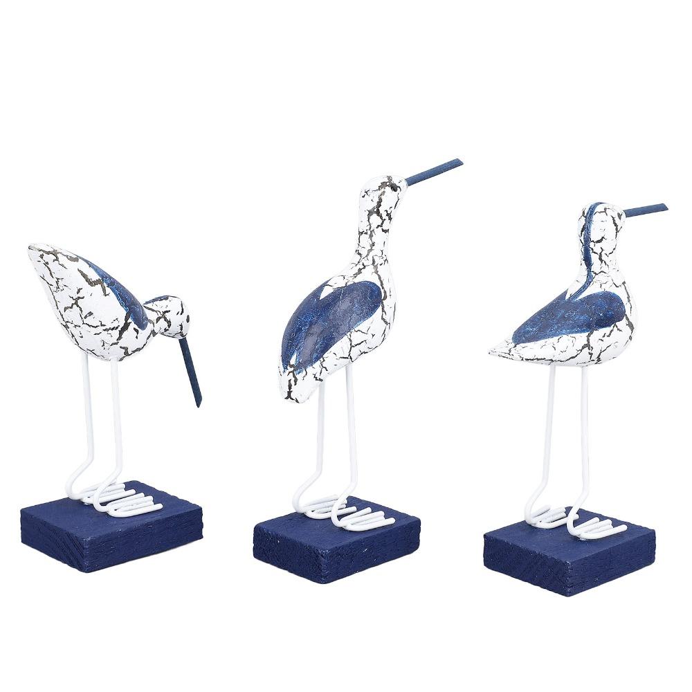 3pcs Wood Seagull Statue 5in Wooden Seabird Figurine Fashion Seagull Figurine Home Decoration