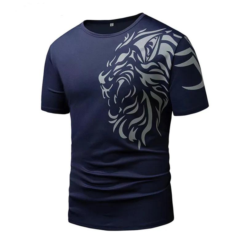 Men's T-Shirts 3d Fashion Tiger Print Short Sleeves Round Neck Casual Comforts Outdoor Basketball Jogging Sportswear Tops