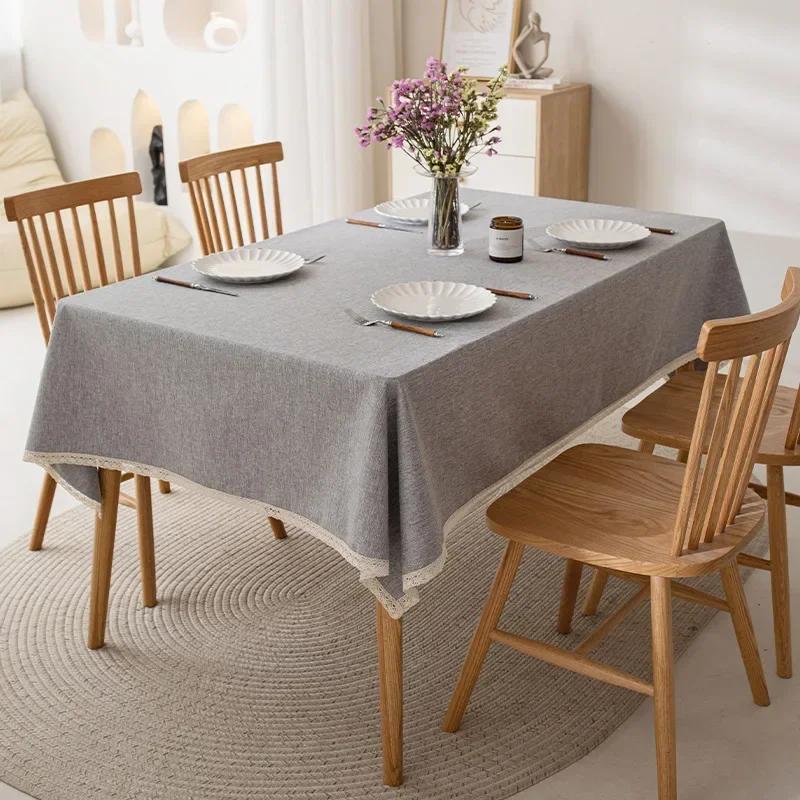 Ins Style Cotton Linen Table Cloth Rectangular Plastic Tablecloth Waterproof Antifouling Cover Outdoor Dining Table Cloth