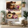 Masha Bear Custom Your Name Wall Decor Tapestry Art For Pet Memorial Birthdaywedding Party Backdrop Family Gift