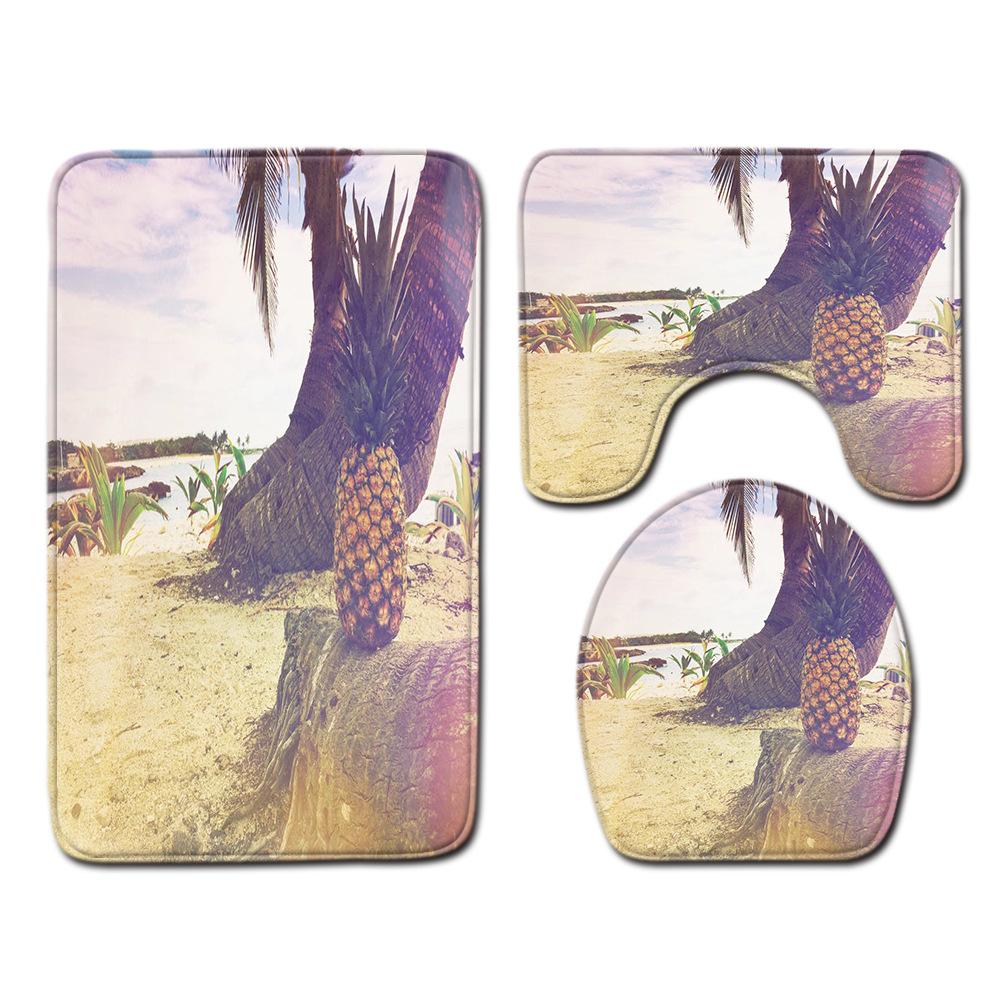 

Коврик для ванной с видом на пляж, трехкомпонентный ковер для туалета, набор ковриков для туалета, придверный коврик, нескользящий коврик для ванной 45cmx75cm