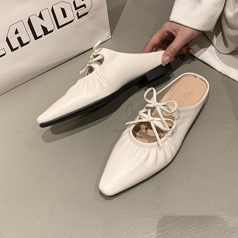 

Модная женская обувь Шлепанцы с бантом-бабочкой Женские летние на внутренней низкой платформе 2025 Серебристая ткань Мэри Джейн из ПУ резины Римские Бабочка- 35