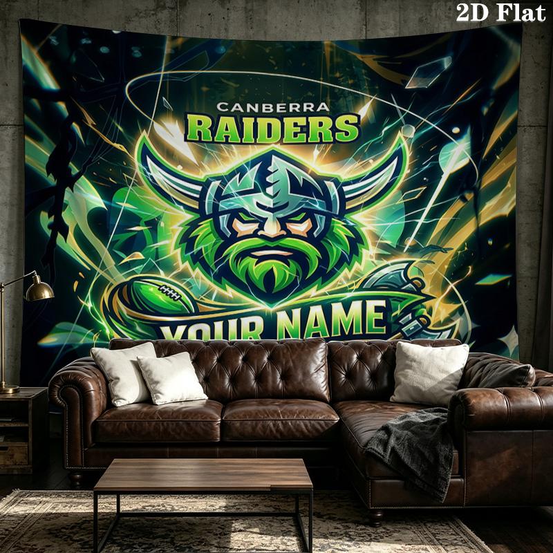 Custom Name Canberra Raiders2 Printed Tapestry – Wall Hanging for Bedrooms, Dorms, and Home Decor