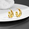 Elegant C-Shaped Titanium Steel Stud Earrings with Diamonds