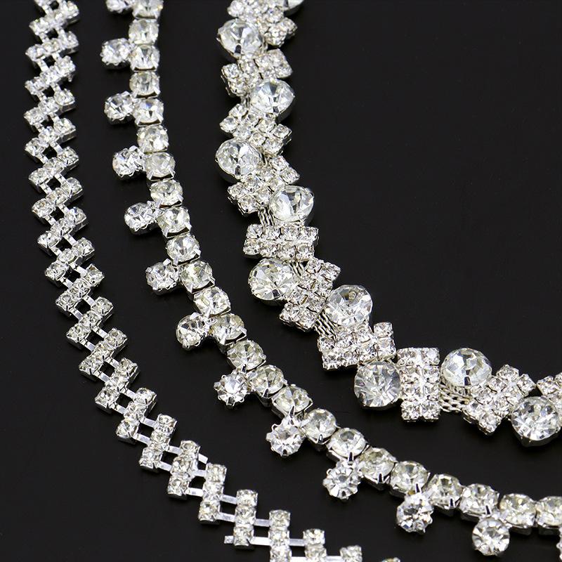10Yards Rhinestone Chain Diamond Trim Fringe Crystal Bag Hat Accessories DIY Wedding Decoration Gift Irregular Rhinestone Ribbon