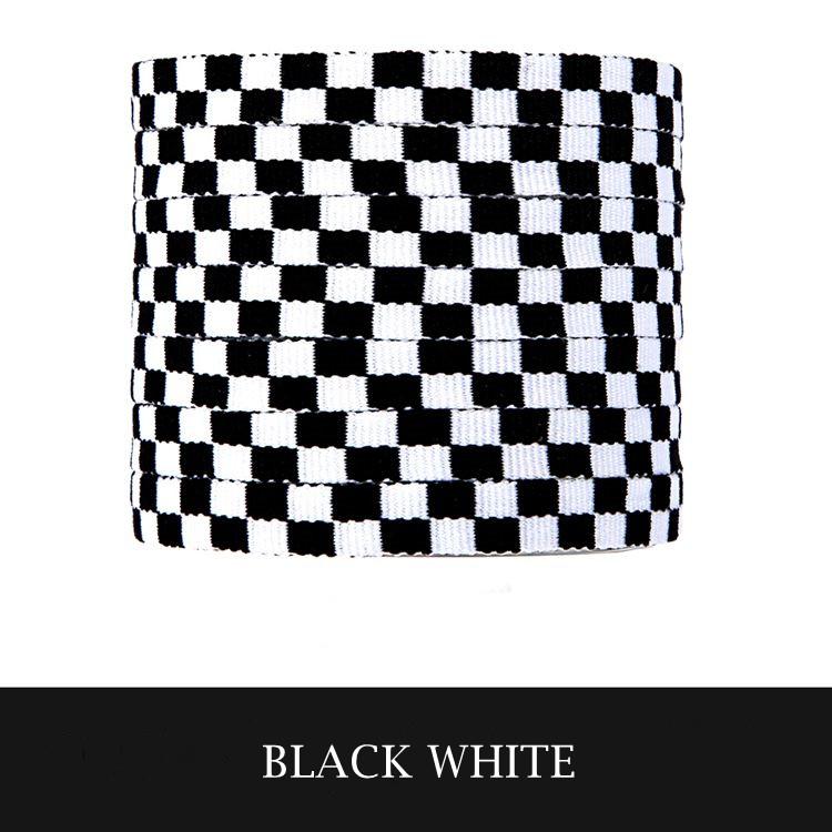 Checkerboard Shoelaces Flat Two-color Printing Shoe Laces for Sneakers Casual Canvas Shoe Accessories White Shoelace 1 Pair