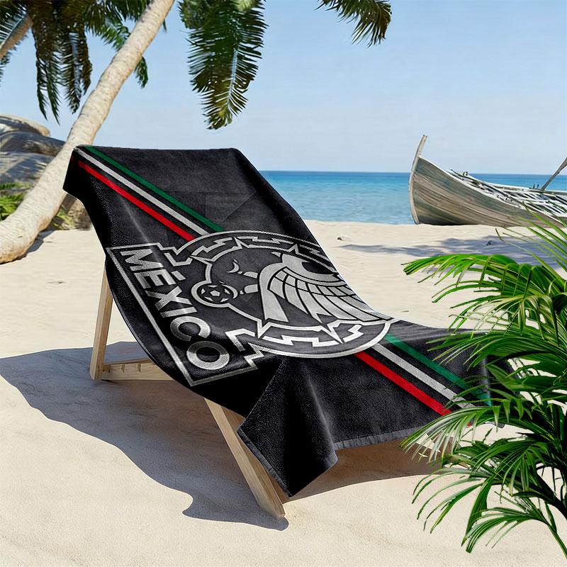 Mexico Football Art Print Beach Towel, Large Soft Quick Dry Towel for Beach Camping Swimming