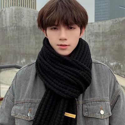 Scarf Female Knitted Autumn and Winter Solid Color Wool Warm Student Cute Couple Internet Celebrity Scarf Male Versatile