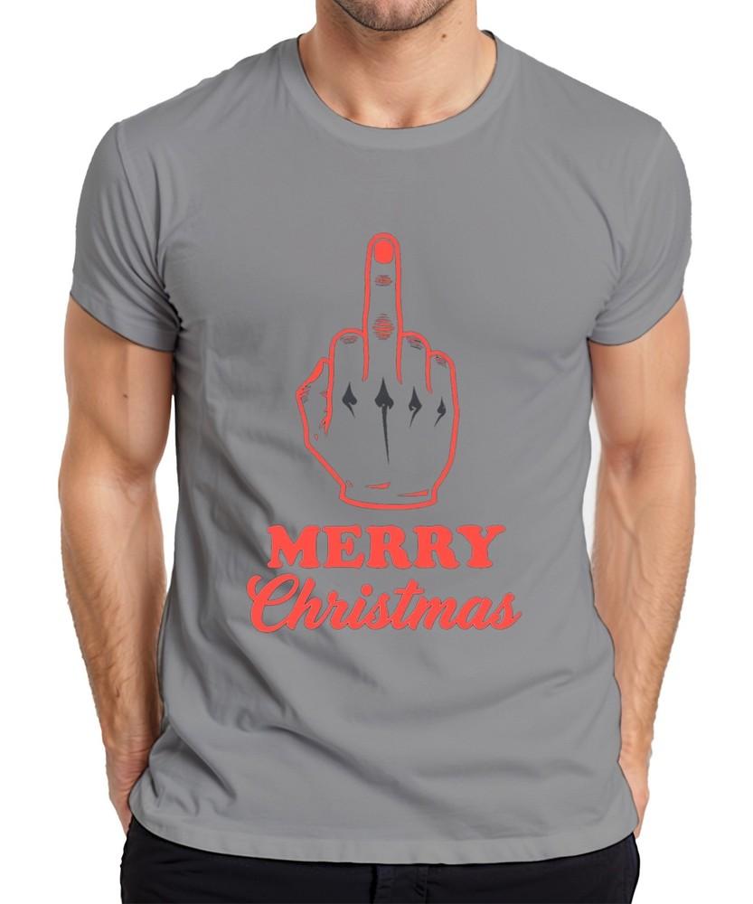 Merry Christmas Middle Finger Cheeky Sarcastic Xmas Funny Unisexs Tshirt