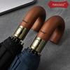 Parachase High-End Wooden Handle Curved Handle Fully Automatic Umbrella, Sturdy Ten-Rib Double Umbrella, Men's Business Wind-Resistant Umbrella