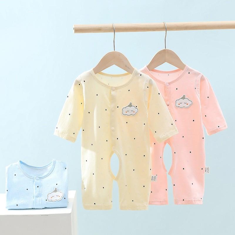Baby Cotton Long Sleeve Romper With Open Crotch For Newborns And Infants