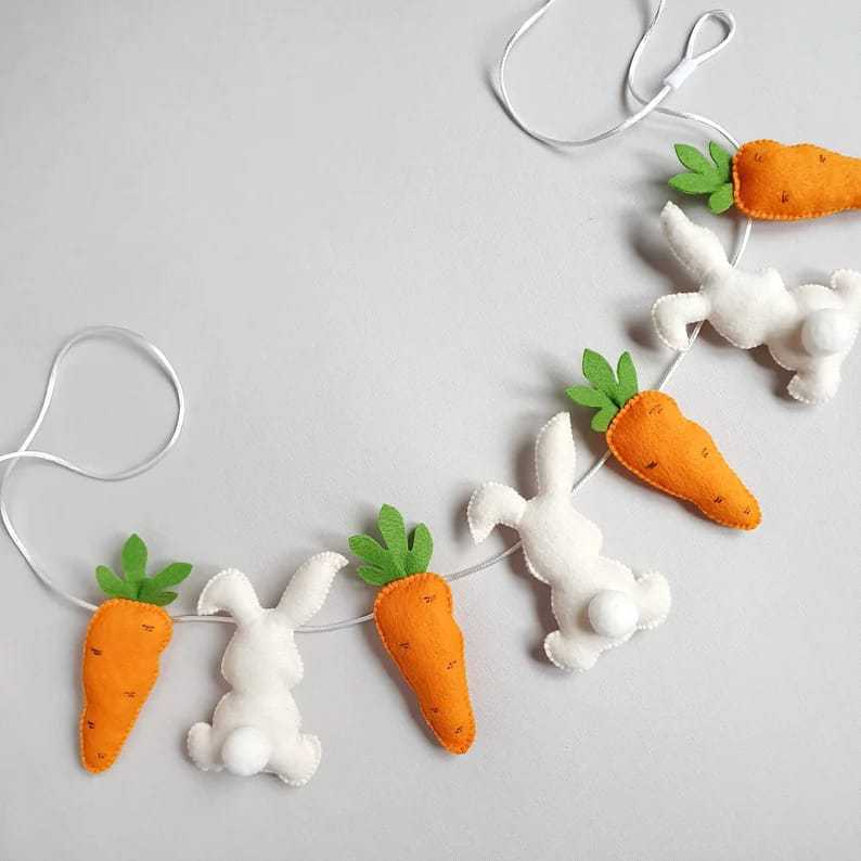 Easter Decoration Props Carrot Bunny Felt Hanging Ornaments Cute Creative Design for Spring Party Home Decor Festival Supplies