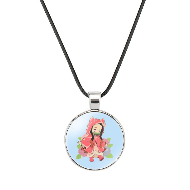 Stunning Demon Slayer Tanjiro Nezuko Time Gem Necklace With Soft Hypoallergenic Wax Rope