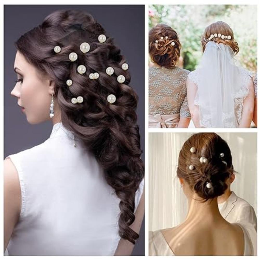 Pearl Hair Pins, 18 Pcs Wedding Pearl Hair Accessories Bridal Pearl Rhinestone Hair Clips for Brides Bridesmaid Women