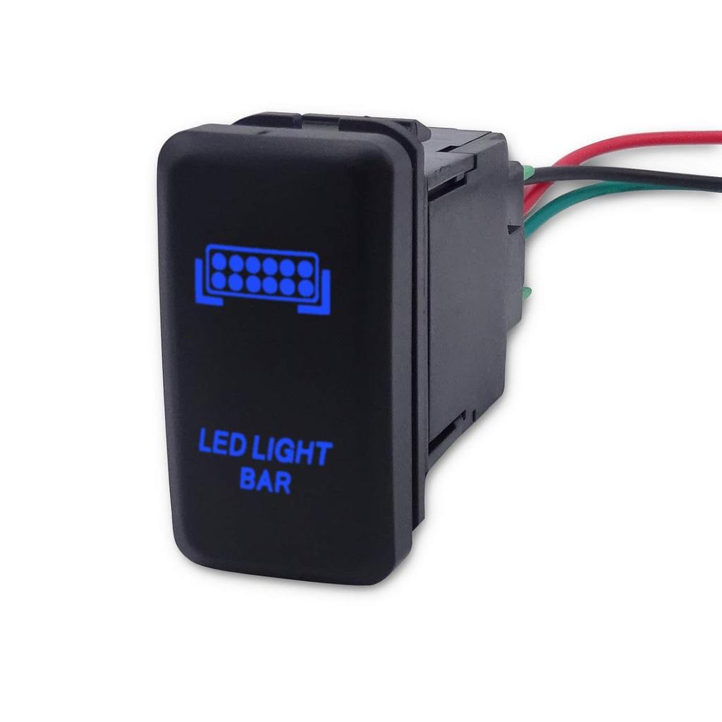 Wsays LED Light Push Switch On/Off with Connector Wire Kit Blue Backlit Compatible with Toyota Tacoma Tundra 4Runner