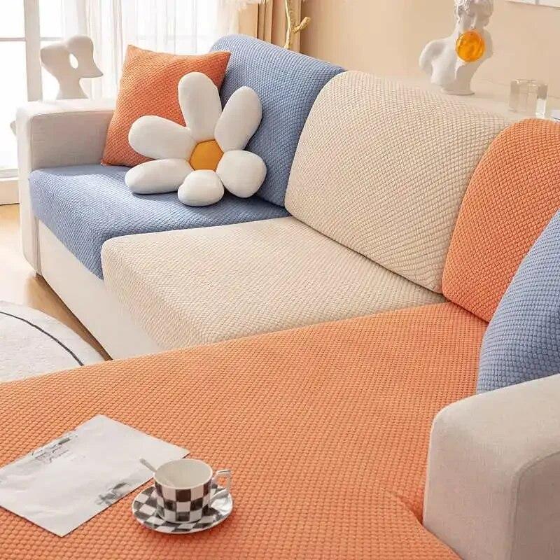 Stretch Washable L-Shaped Corner Sofa Mattress Polar Fleece Couch Cushion Slipcover Chaise Lounge Covers