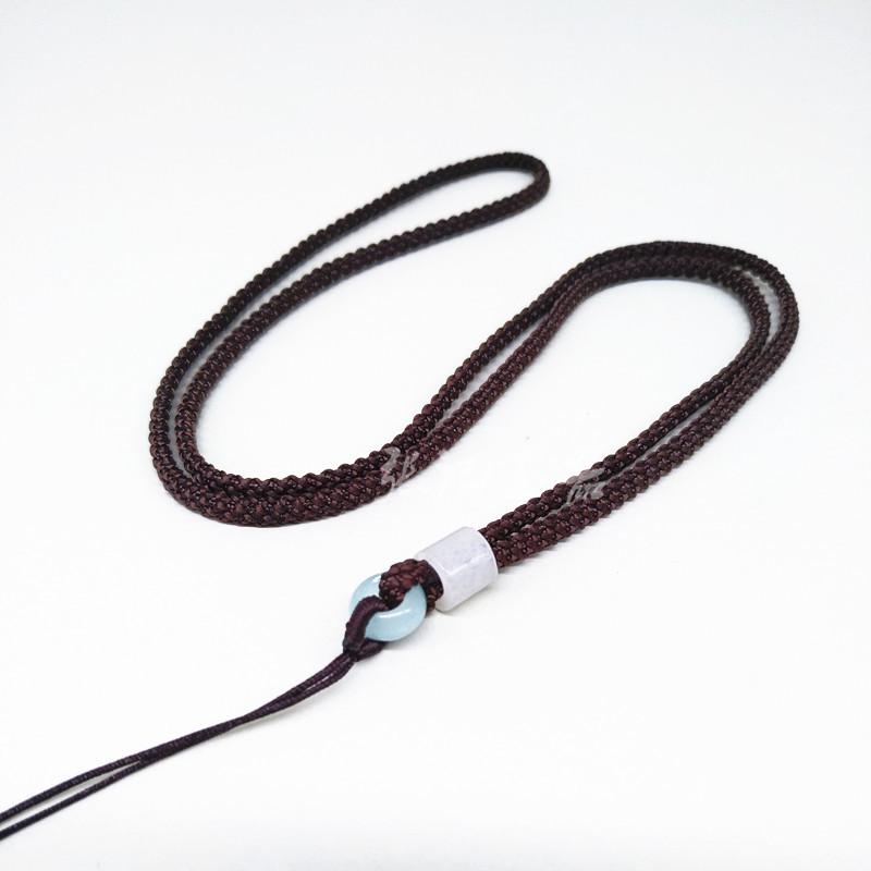 Ethnic Style Handwoven Jade Pendant Necklace with Bashan Jade Cord Length 65cm